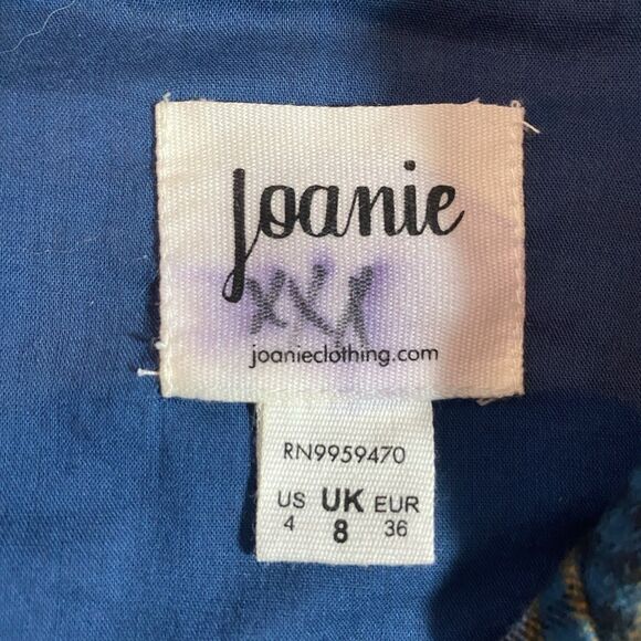 JOANIE Shirt Dress Flannel Plaid Mini V-Neck Short Sleeve Pockets Womens 4 Teal - Picture 3 of 14